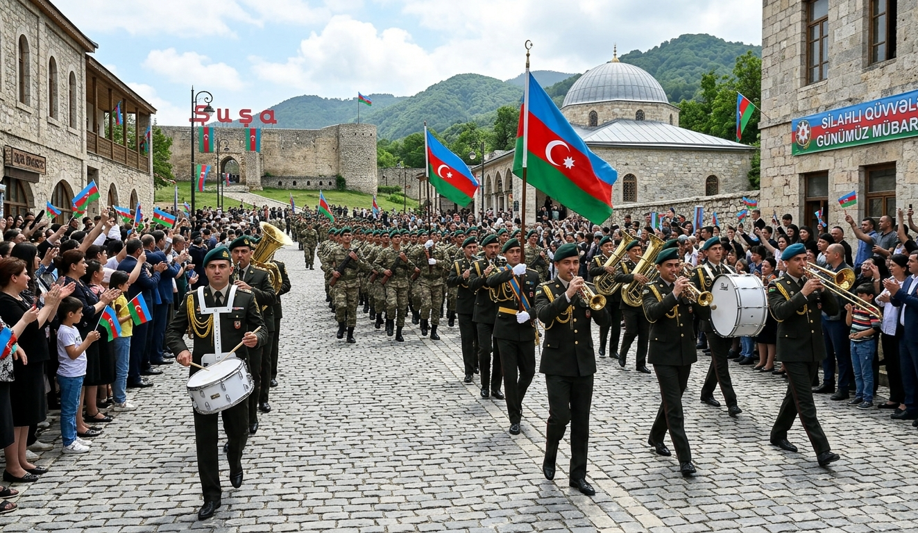 Dünən (26 iyun) ölkədə Silahlı Qüvvələr Günü qeyd olunub. Bakı və digər böyük şəhərlərdə (Naxçıvan, Sumqayıt, Gəncə, Bərdə, Xankəndi, Laçın və Şuşa) hərbi orkestrlərin yürüşləri və silsilə tədbirlər başa çatıb.